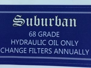 SUBURBAN HYDRAULIC OIL ONLY